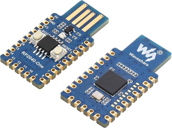 RP2040-One microcontroller board - 4MB flash, 29 GPIO pinnen, USB-A connector, 133 MHz, geschikt voor programmeren