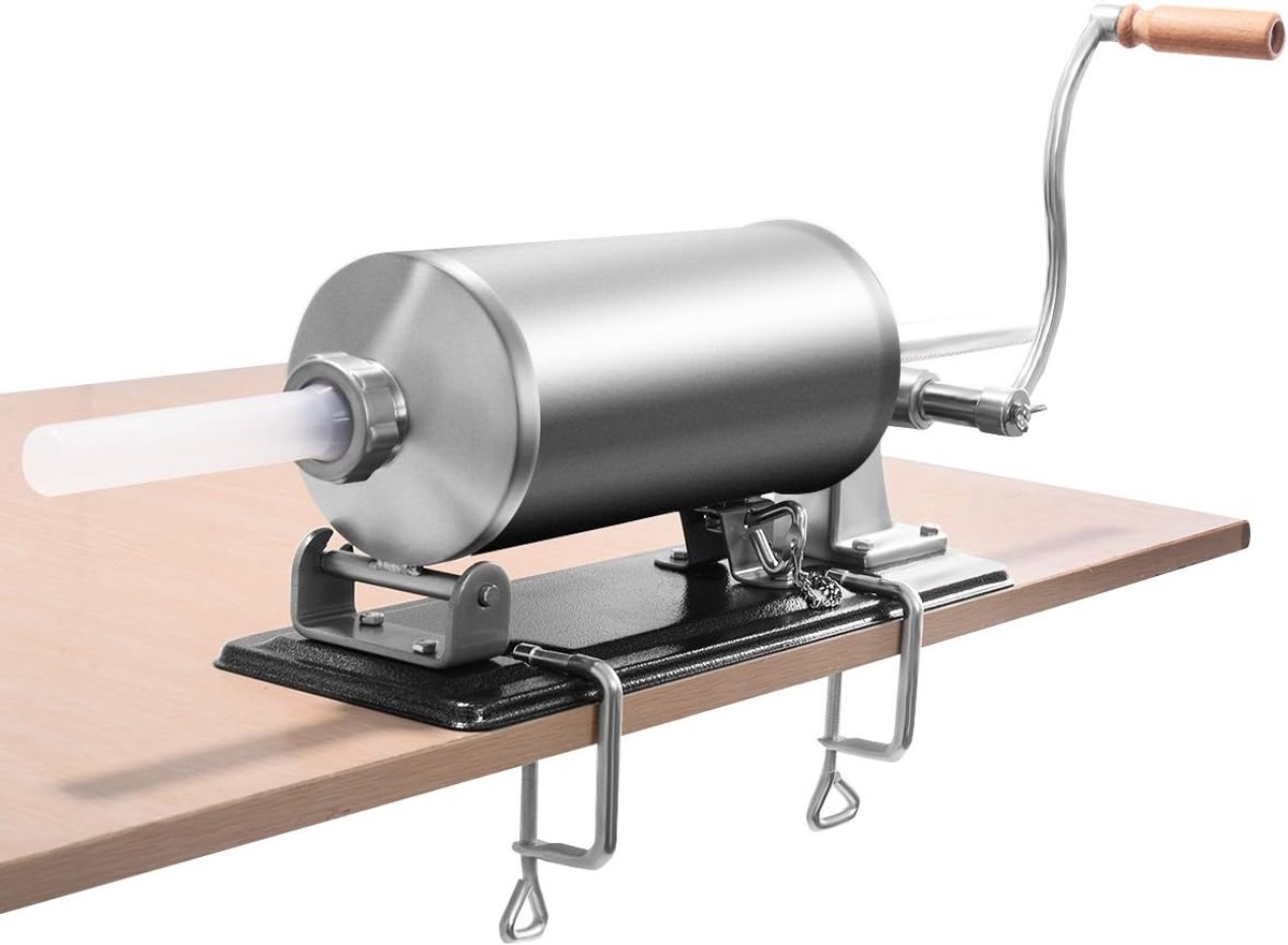 COSTWAY 2.5kg/4kg worstvuller handmatig, worstmachine van roestvrij staal, worstmachine incl. 4 vulbuizen, zilver, worstpers met tafelklem, worstspuit, zilver (4kg)