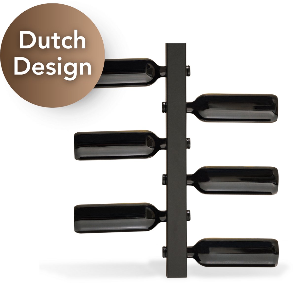 Steelful Wijnrek - Wijnrek Muur - Industrieel Wijnrek - Metaal - Voor 6 Flessen - Zwart - Dutch Design - Relatiegeschenk