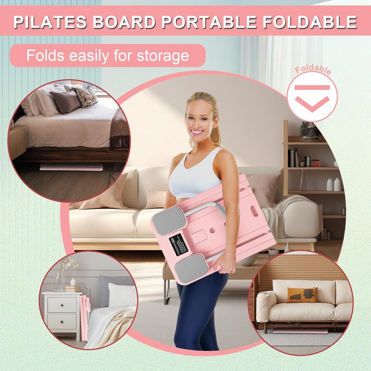 Multifunctionele Pilates Board Opvouwbaar met Ab Roller en - afbeelding 2