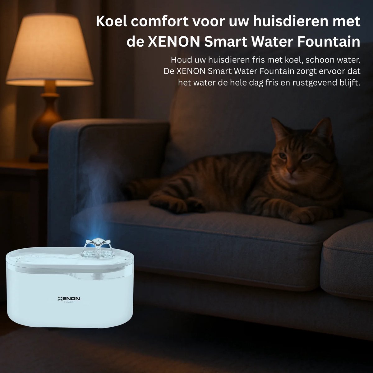 EMOS - GoSmart Cat Fountain 2.6 L with Filtration System - WLAN Pet EMOS - GoSmart Cat Fountain 2.6 L with Filtration System - WLAN Pet