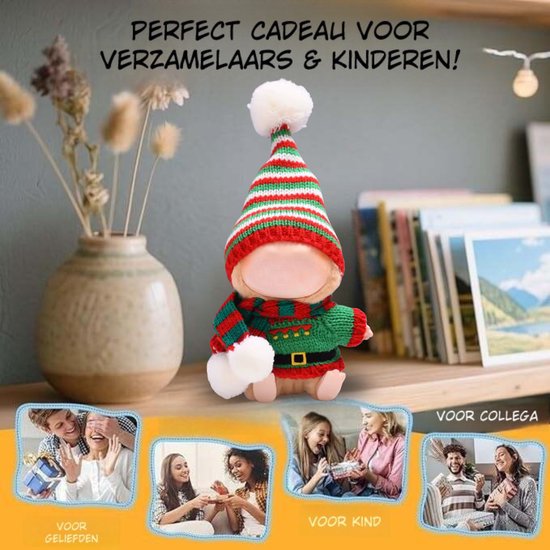 Rode en Groene Poppen Kerst Elf Kleding - Met Mutsje en Kersttrui - Cute and Festive Geschikt voor Labubu — afbeelding 4