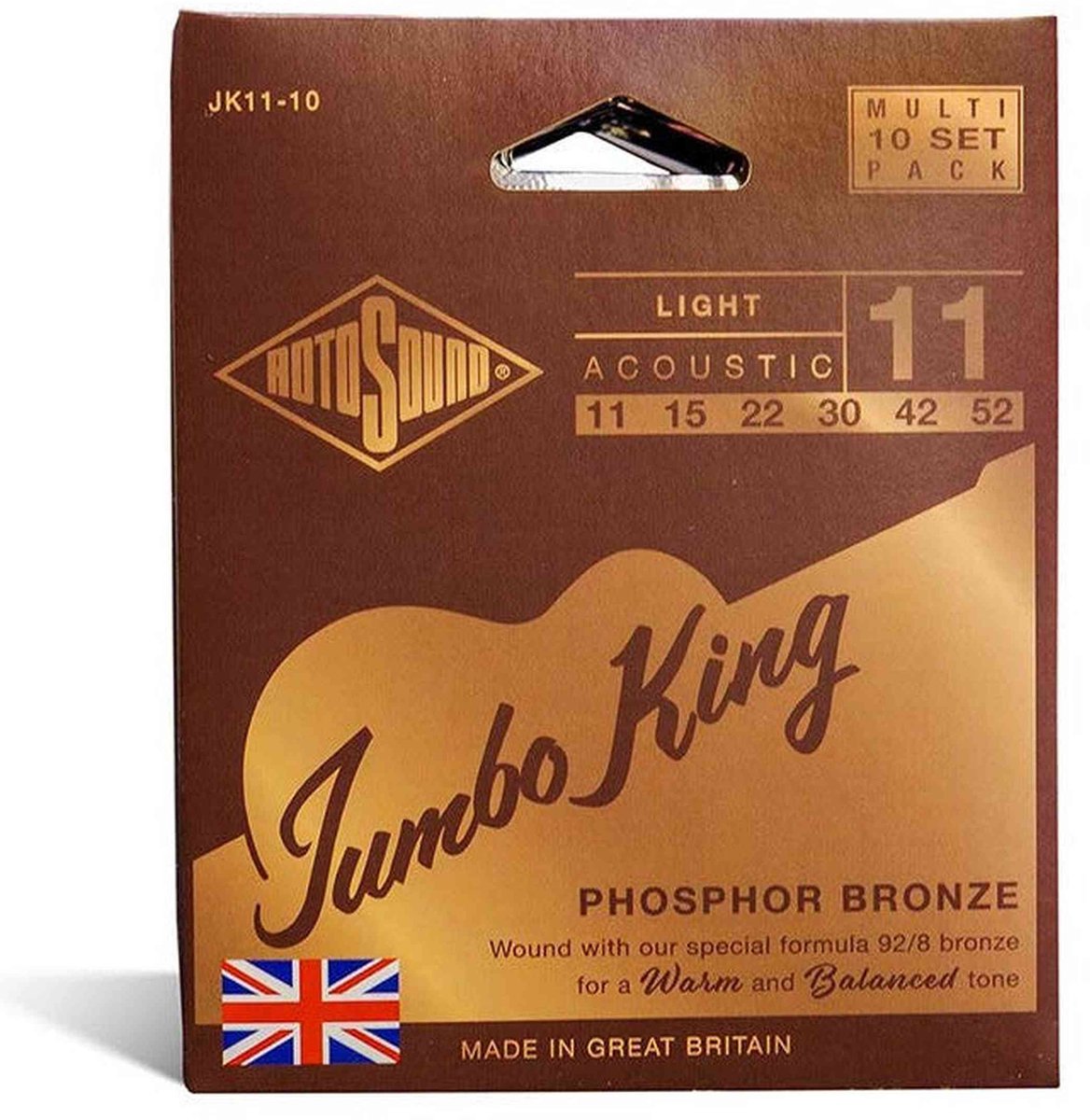 Rotosound JK11-10 Jumbo King 10-Pack Snarensets Akoestisch (011–052) – Phosphor Bronze