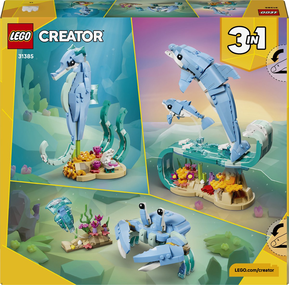 LEGO® Creator 3in1 Zeedieren: Prachtige Dolfijnen - Bouw Om tot een Zeepaardje of Krab - 31385 — afbeelding 21