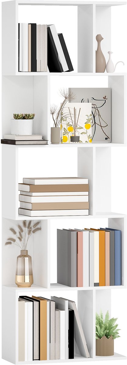 HOMCOM Boekenplank - Spaanplaat - 60x24x184,5cm - Wit