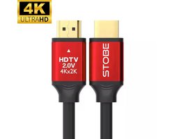 STOBE®- HDMI naar HDMI kabel – 2m – rood – Beamer HDMI – Streaming HDMI – Geschikt voor mini beamers – Laptops – TV box – Streaming box – TV stick – Google Chromecast – Playstatation – Geschikt voor Netflix – Videoland – Ziggo – KPN – Disney+