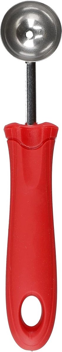 Ronde RVS Lepel voor Meloen en Fruit - Soft-Grip Rood