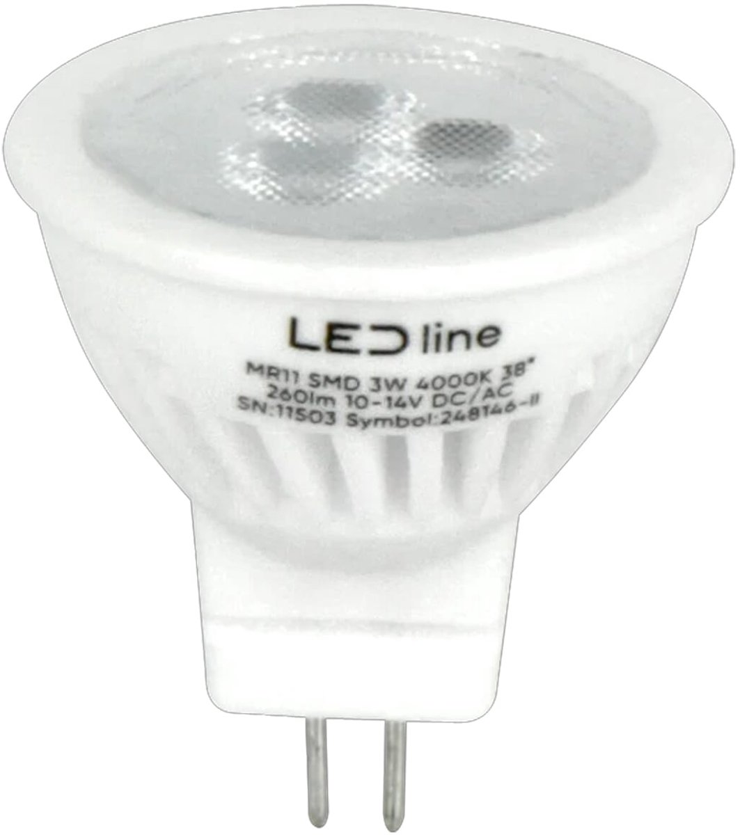 LED line PRIME LED Spot GU4 MR11 - 3W (vervangt 30W) - 330lm - Ø35mm - 12V - Energiezuinig