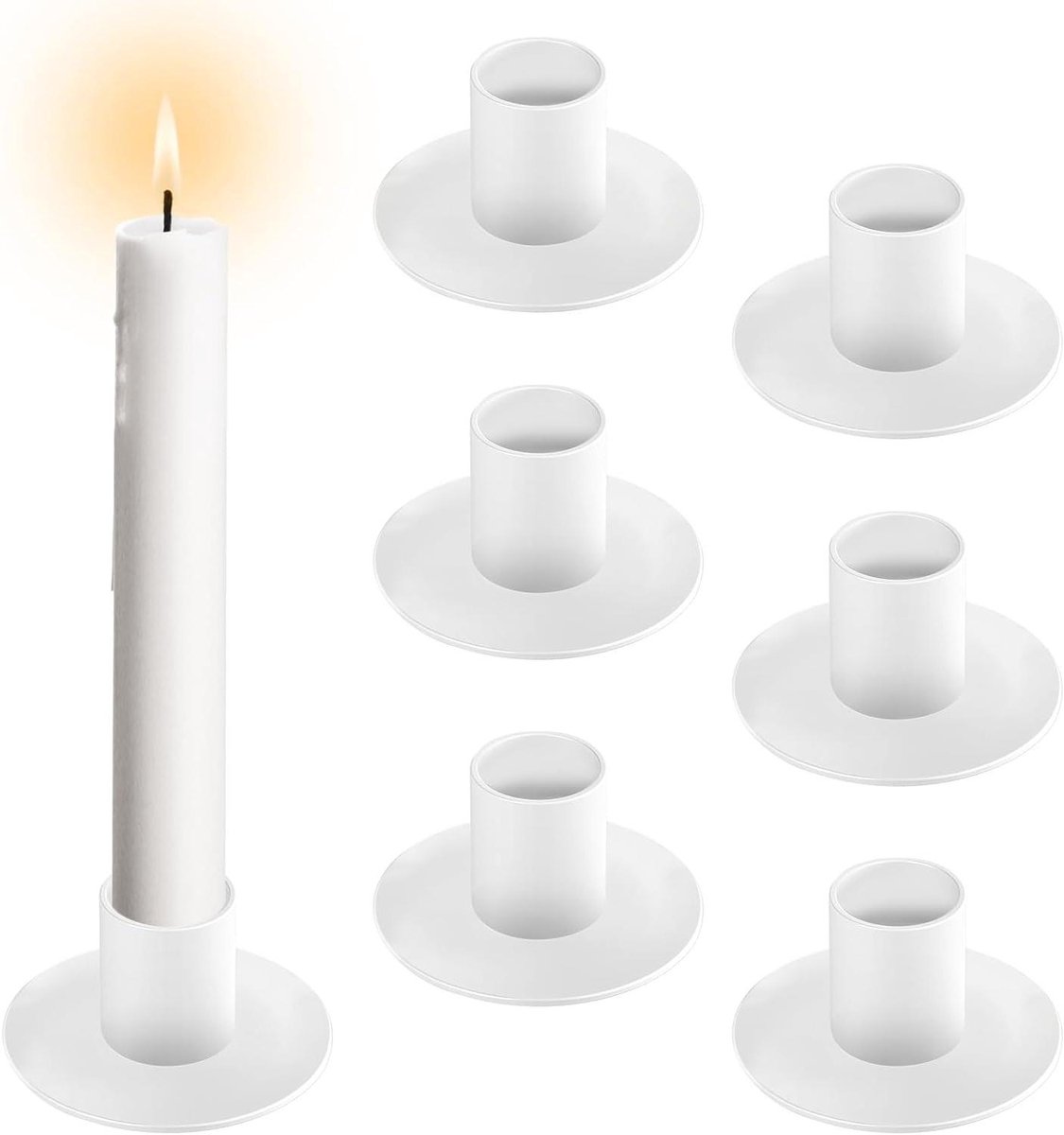 Cosensi - Metalen kaarsenhouder voor staafkaarsen, 6-delige set met kaarseninzetstuk, tafelkaarsen voor woonkamer, eetkamer, slaapkamer decoratie.