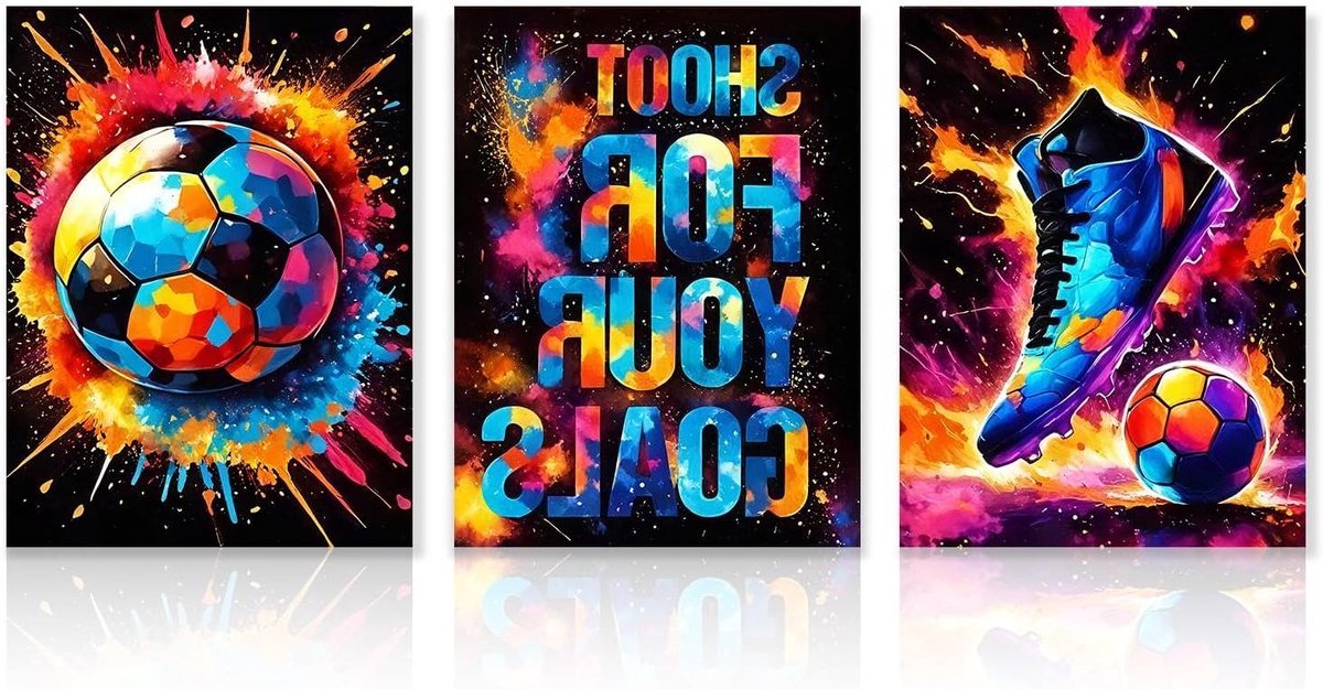 Cosensi - Inspirerende Graffiti Voetbal Kunst voor Slaapkamer Tieners en Speelkamer | Sport Posters 30x40 cm | Home Decor Niet Ingelijst