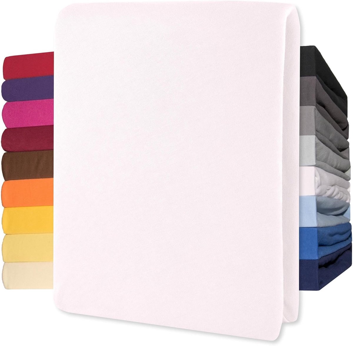 Lucina Topper Hoeslaken Jersey Katoen Stretch - wit 140x200cm - 160x200cm