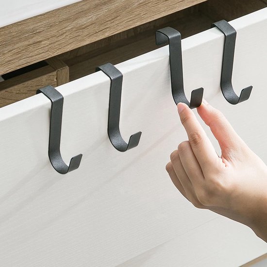 12 Pcs Deurhaken voor Ophangen - Carbon Stalen Haken - Stabiel Ophangen - Geen Boren