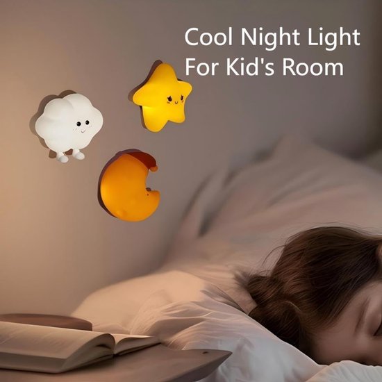 Schattig wandnachtlampje - babykamerdecoratie - dimbaar licht - decoratief (wolkje) - magnetisch bedlampje - USB-oplaadbaar van Merkloos — afbeelding 3