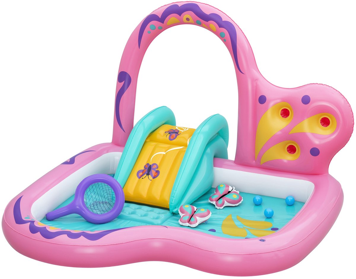 Bestway® Butterfly Wonder™ Opblaasbaar Waterspeelcentrum en Zwembad voor Kinderen 1,80 m x 1,80 m x 1,17 m