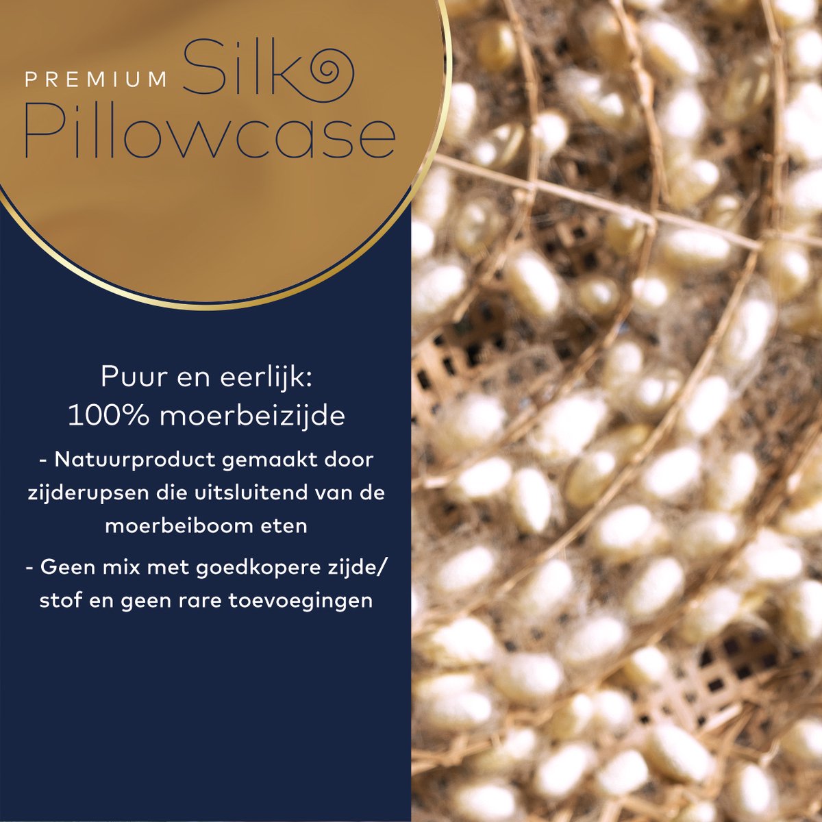 Slowwave Premium Silk Pillowcase - Kleur: Champagne - 100% moerbeizijde - 22 momme - Hoogste kwaliteit (grade 6A) - 60x70cm — cadeau in Wonen & Interieur - foto 6
