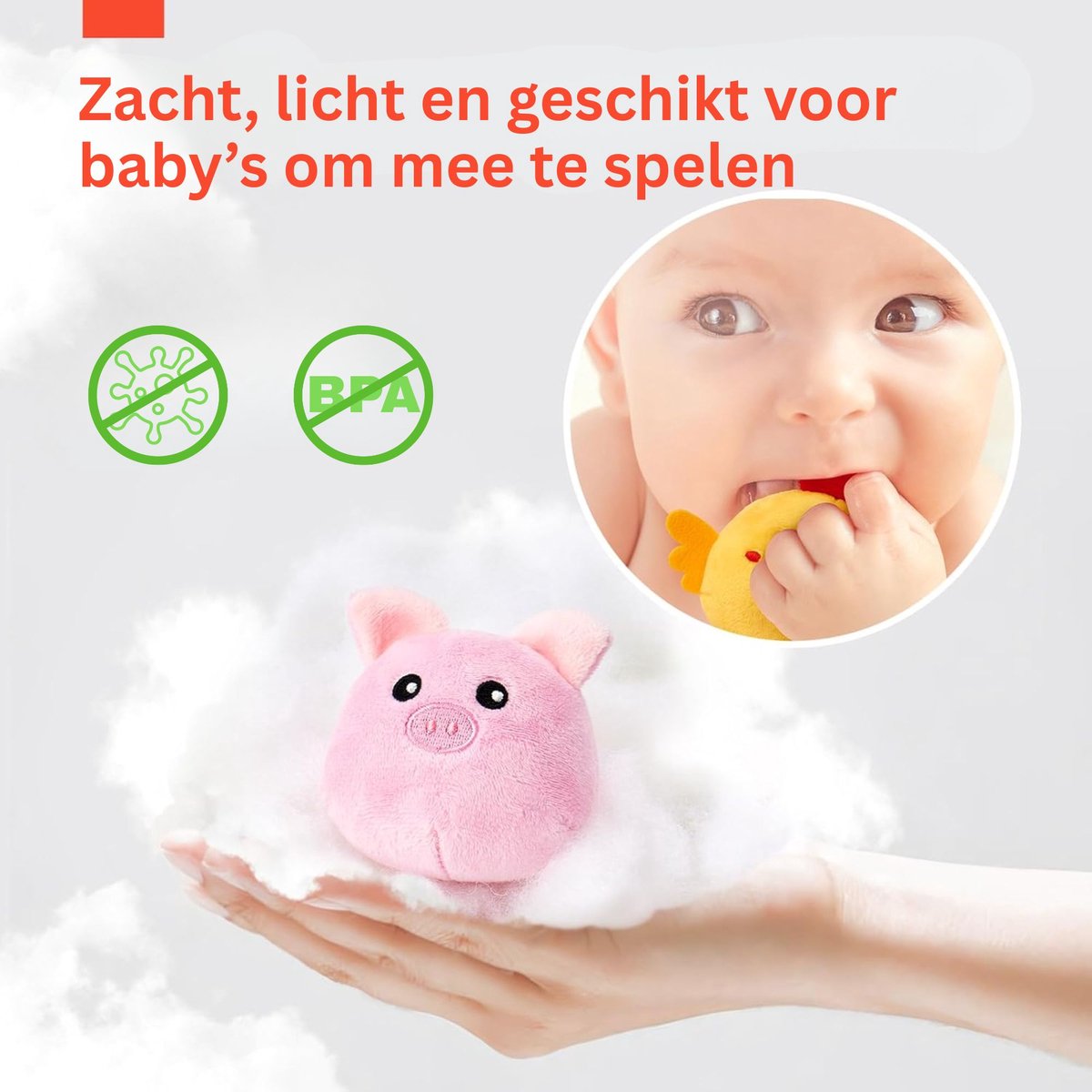 Baby Speelgoed 6-12 maanden - Sensorisch Pluche Speelgoed met Stal en 6 Dierenvriendjes - Montessori Speelgoed met Boerderijdieren - Baby Cadeau met Knuffels - Educatief speelgoed - Kinderspeelgoed 1-3 jaar — afbeelding 6