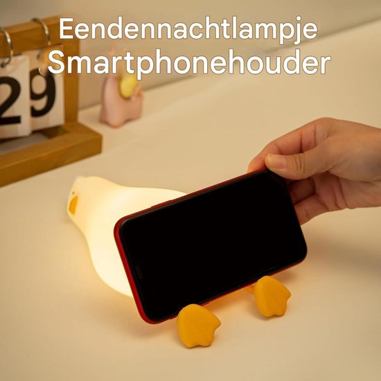 GELLDG Nachtlampje geschikt voor kinderen - LED-nachtlampje in de vorm van een eend van siliconen - Oplaadbaar via USB - Met timer - Dimbaar - Touchbediening - Decoratie geschikt voor de kinderkamer - Cadeau geschikt voor kinderen van GelldG — afbeelding 2