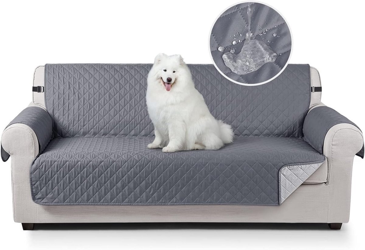 Stunq® Beschermende Waterdichte Bankovertrek 3 Zit met Antislip en Elastische Sluiting - Donkergrijs