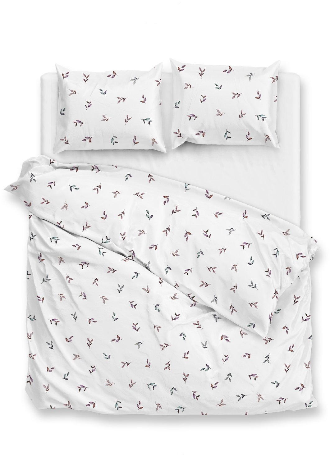 Zohome Dekbedovertrek Sienna - Bedlinnen met Bladeren print - Wit - Dekbedhoes van 100% Katoen-Satijn, foto 2
