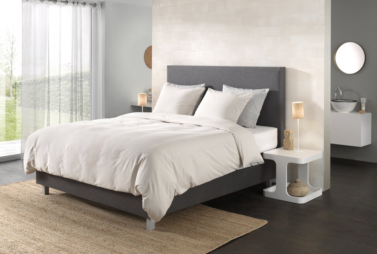 YELLOW Oxford Dekbedovertrek - Lits-Jumeaux XL - 260x200/220 cm - Natural