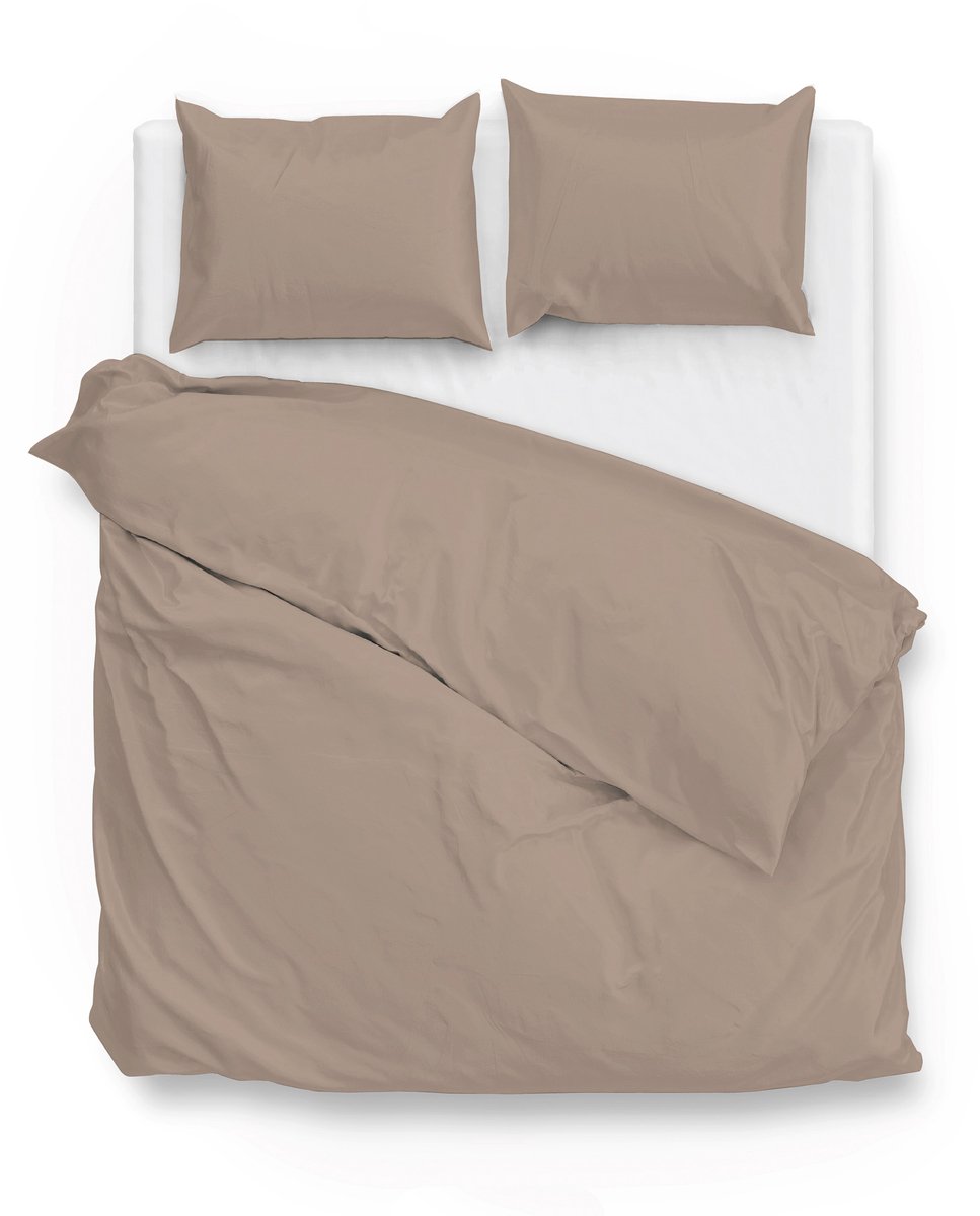 Zohome Satinado Dekbedovertrek - Lits-jumeaux - Katoensatijn - 260x200-220cm - Bruin