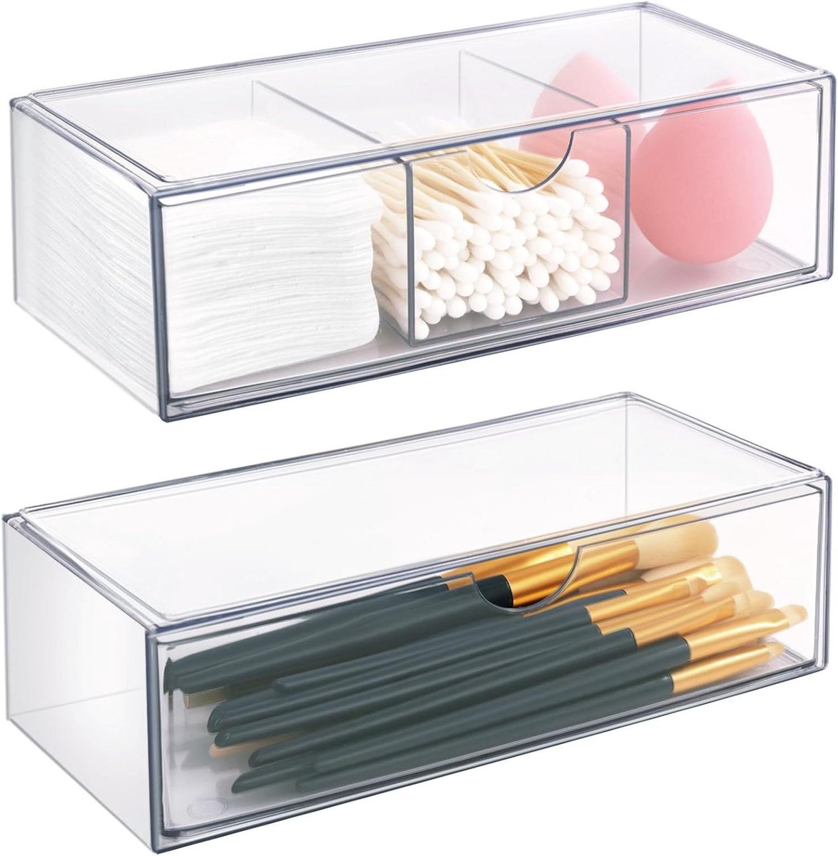 Cosmetica opbergbox met spiegel, make-up opbergdoos voor badkamer