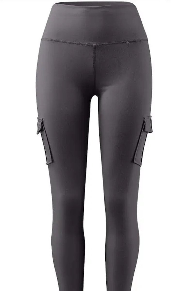 Vivva - Cargo Legging Dames Met Zakken - Hoge Taille - Sportlegging - 4-Way Stretch - Compressie - Squat Proof - Grijs - L/XL - CARGOFIT van Vivva — afbeelding 2