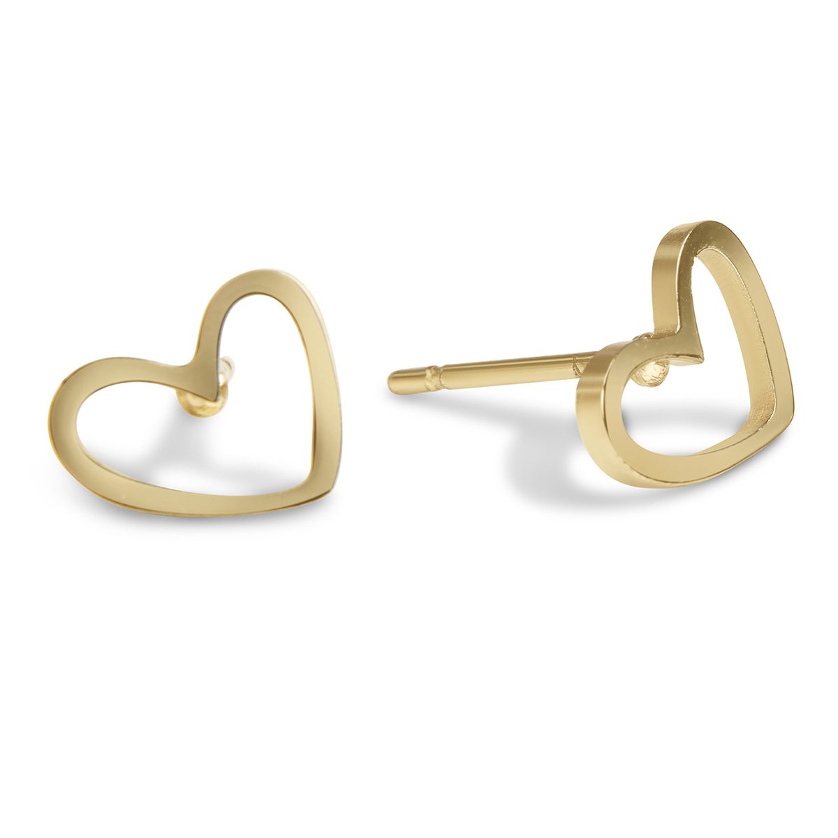 Amberz - Oorbellen hartjes - Oorstekkers met hart goud kleurig dames hart studs - Gevuld - Amé