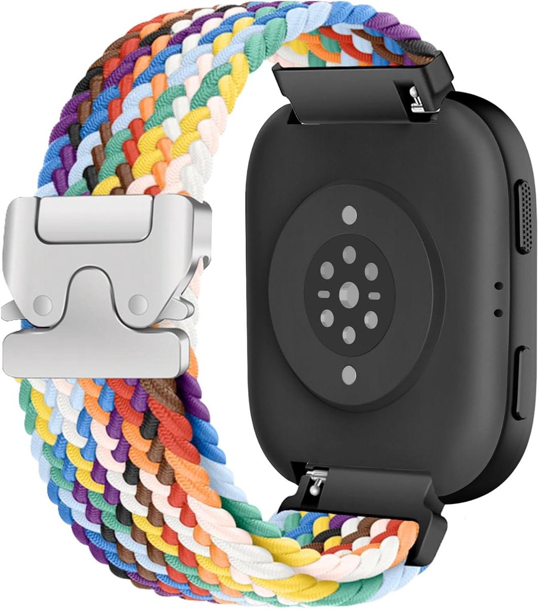 Cosensi - Nylon armband 22mm voor slimme horloges - ademend en zacht - regenboogpatroon - geschikt voor diverse modellen.
