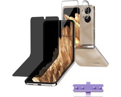 Cosensi - Privacy Screen Protector Oppo Find N2 Flip Case + Camera Display Protector + Glass Camera Guard + Anti-Spy Film - Set van 3