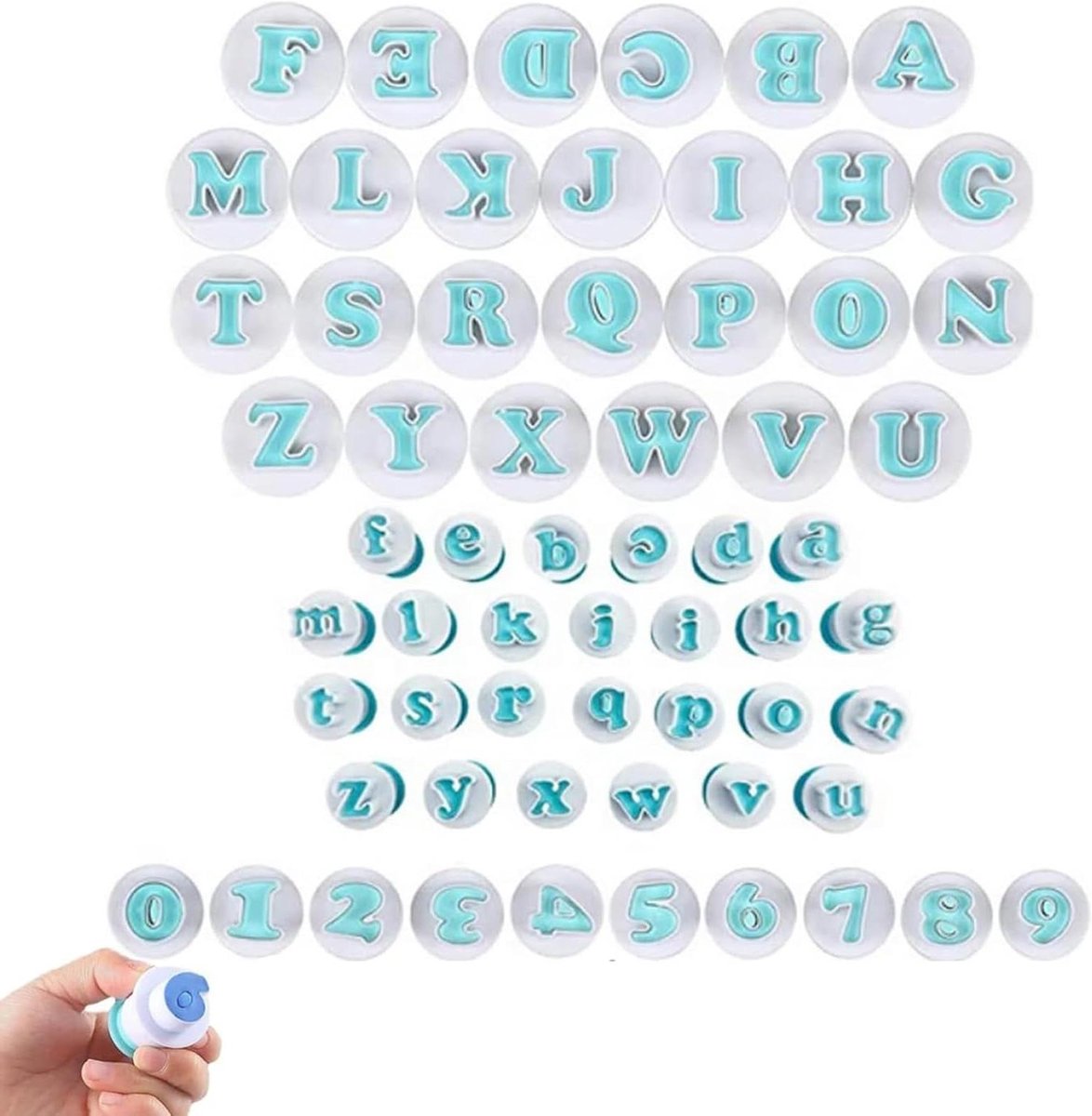 Cosensi - Letter en Nummer Embosser Cutter Moulds voor Fondant - Alfabet Cookie Mould - Plastic Cake Biscuit Mold - Bakken Decoratie - Creatieve Keuken Gadgets