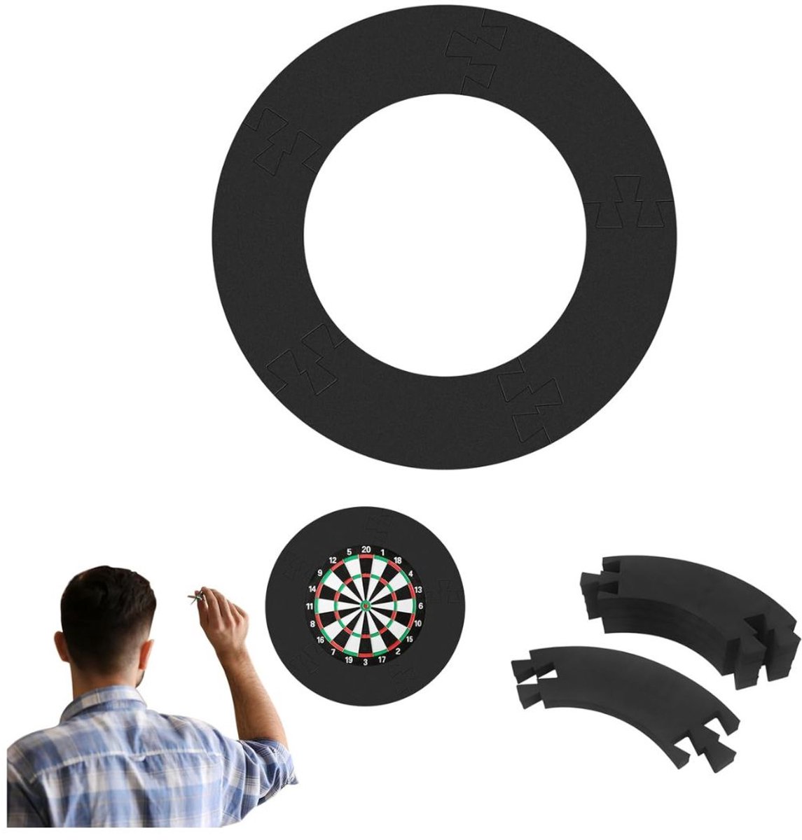 RWB® Dartbord Surround Ring - Dartbordring - Dartbord Muurbeschermer - 45 x 72 x 2.5 - Zwart