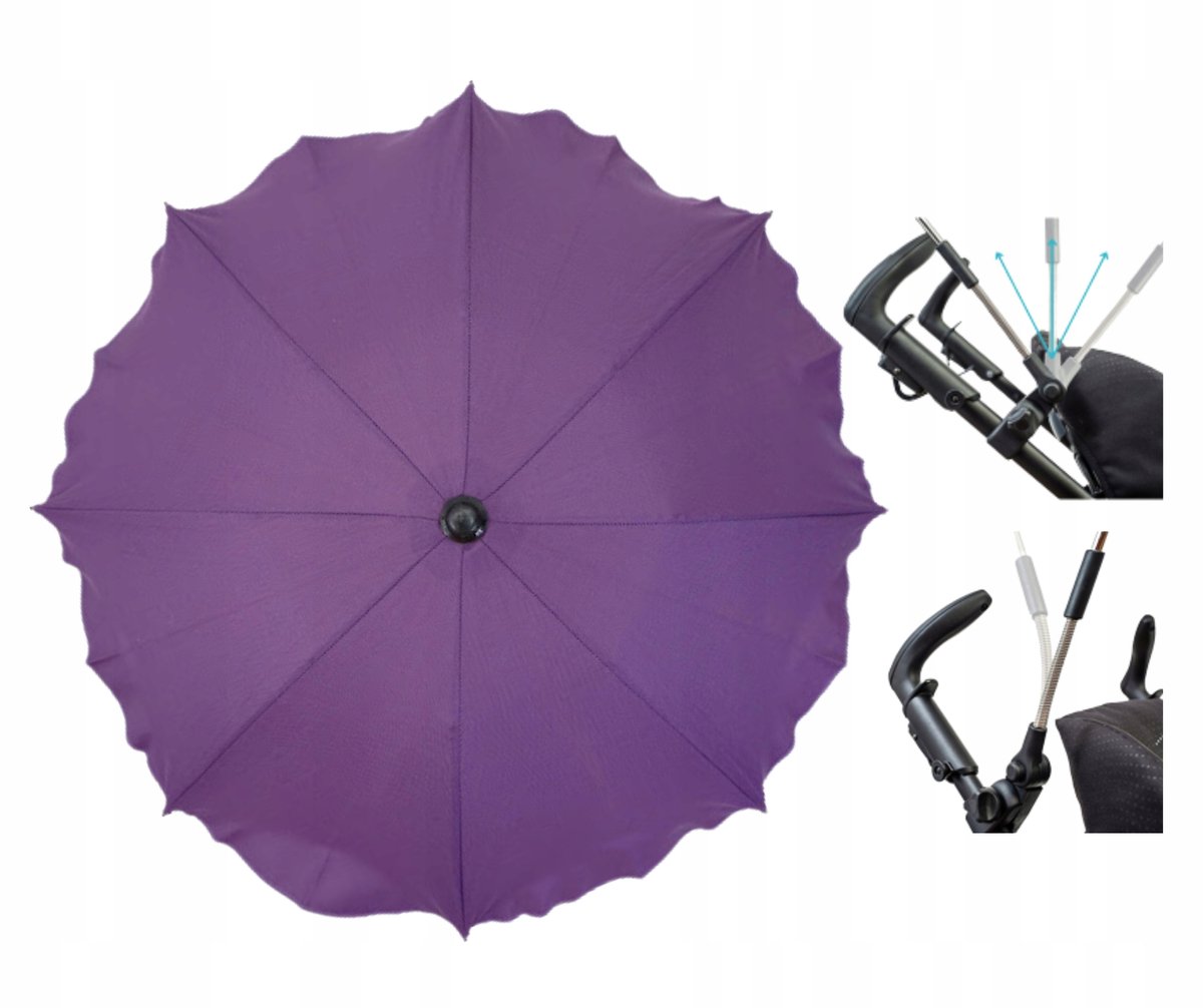 Paarse Kinderwagenparasol UV50+ - 75cm - Flexibel & Universeel