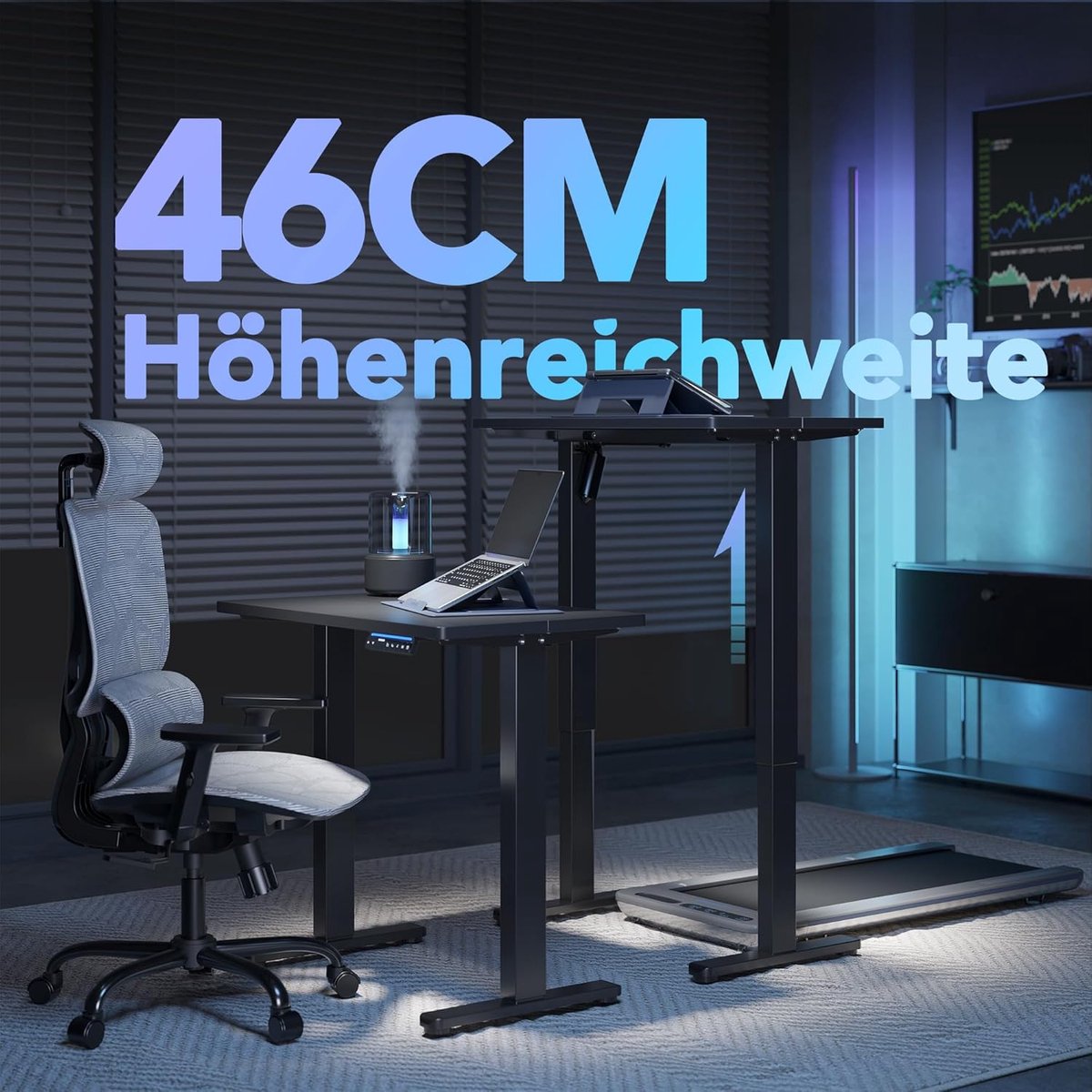 Elektrisch zit-sta bureau Nuvanohome Smart - 80x48 cm - Zwart - Nuvanohome Smart Desk – In - Medahomestore