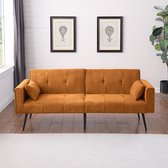 Inklapbare Sofabed, Opvouwbare Bankbed Opvouwbare Futon Slapers, Sofabed met Verstelbare Rugleuning voor Woonkamer/Appartement/Slaapkamer/Kantoor/Kleine Ruimte-Oranje
