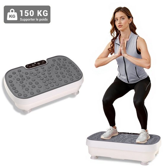Huisfitnessapparaat trilplaat, draagvermogen 150 kg, lengte 46 cm, grijs