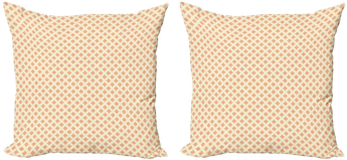 ABAKUHAUS Geometrische Kussenhoes – 2x40x40 cm – Dubbelzijdig bedrukt – Oranje