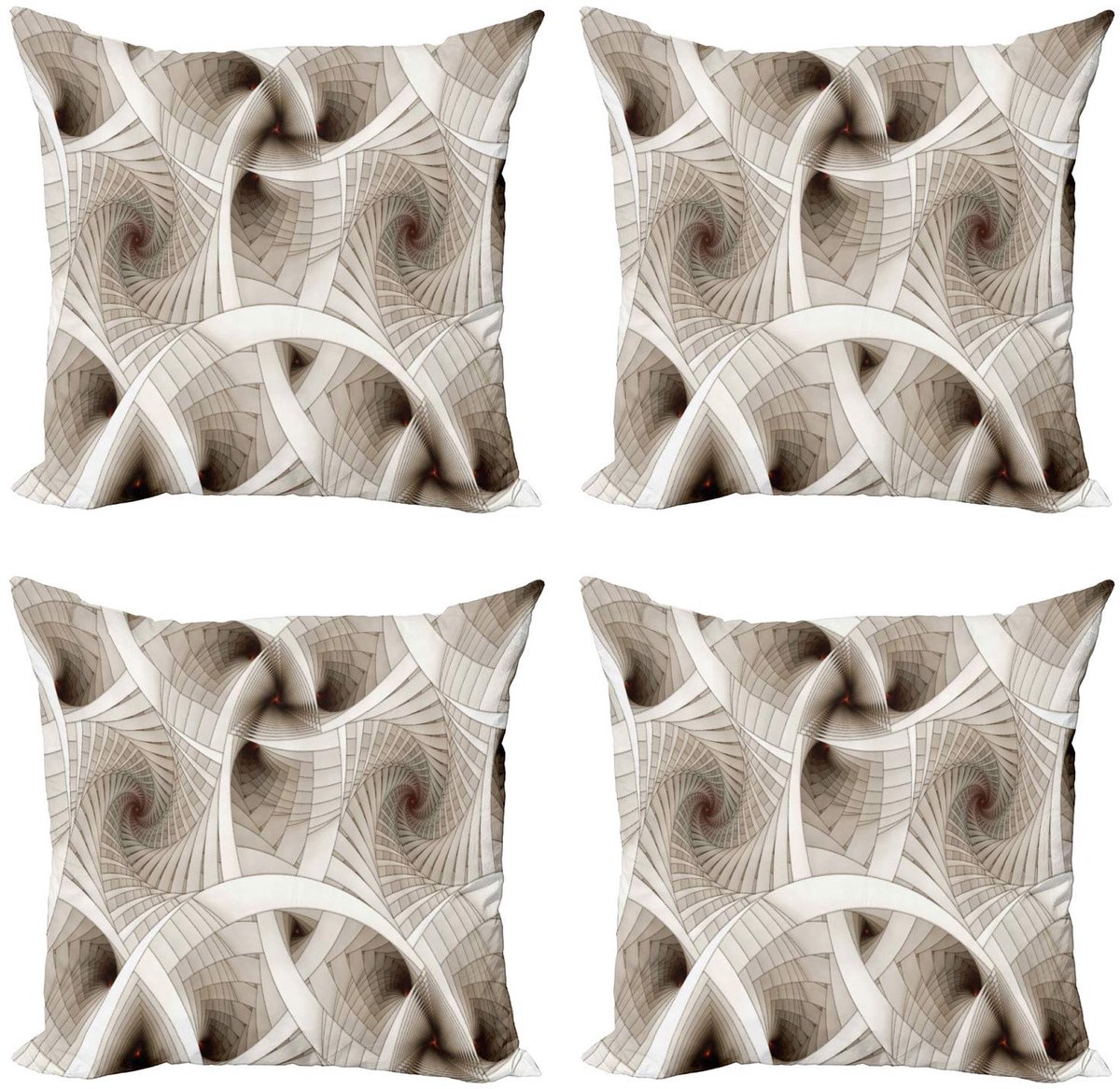 ABAKUHAUS Fractal Kussenhoesenset 4x45 cm – Dubbelzijdig bedrukt – Beige