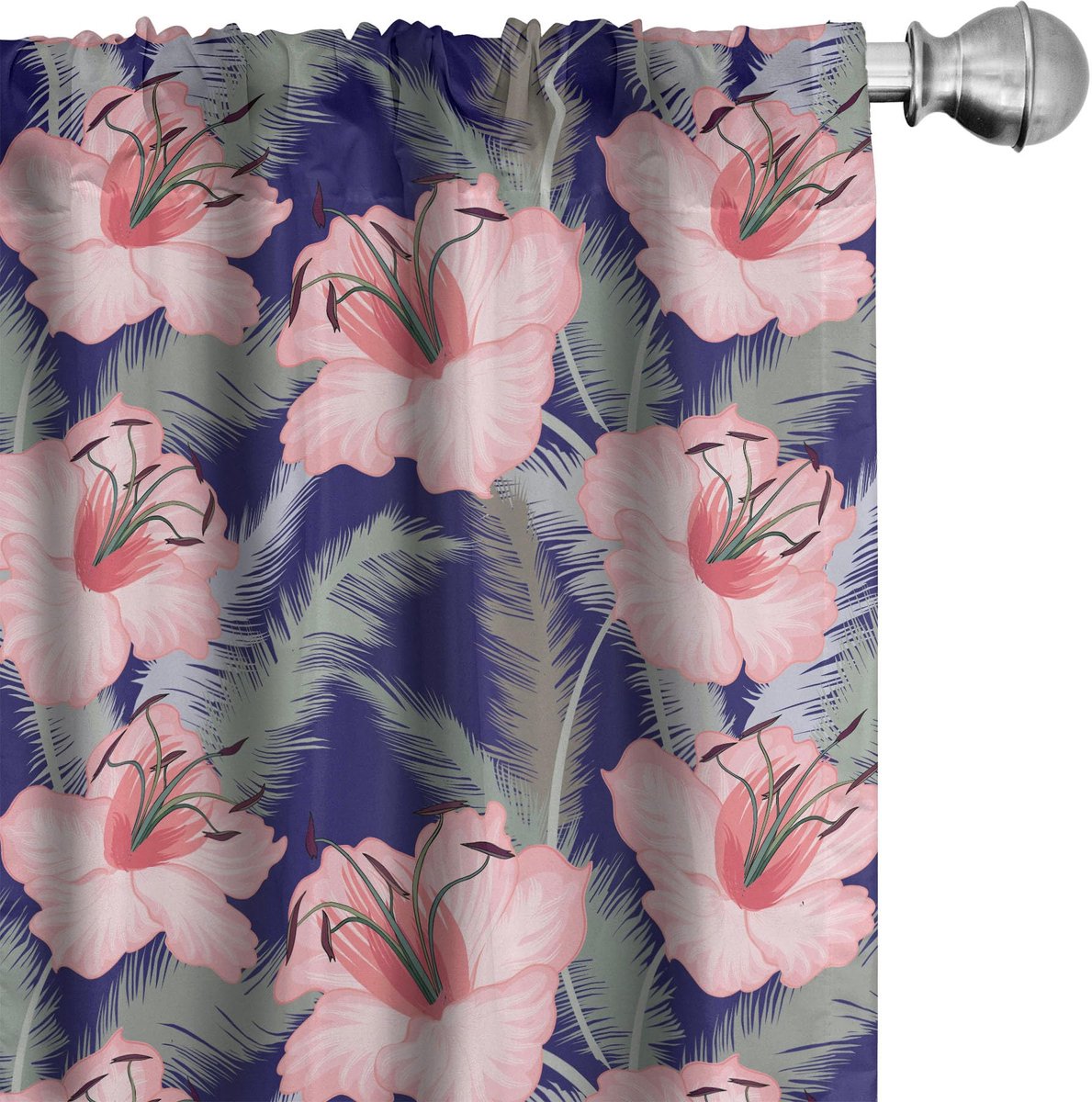 ABAKUHAUS Bloemen Gordijnen – 2x75x245 cm – Mikrofaser – Multi-kleur Mehrfarbig