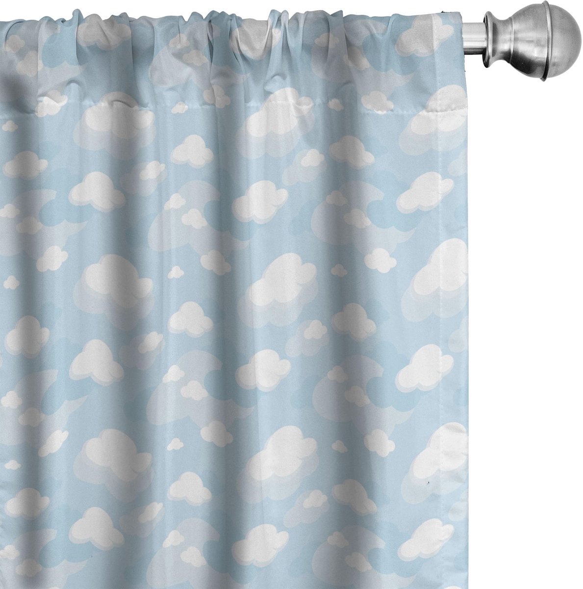 ABAKUHAUS Voorhangen – 2-delige set 75x245 cm – microvezel, Babyblauw/Wit