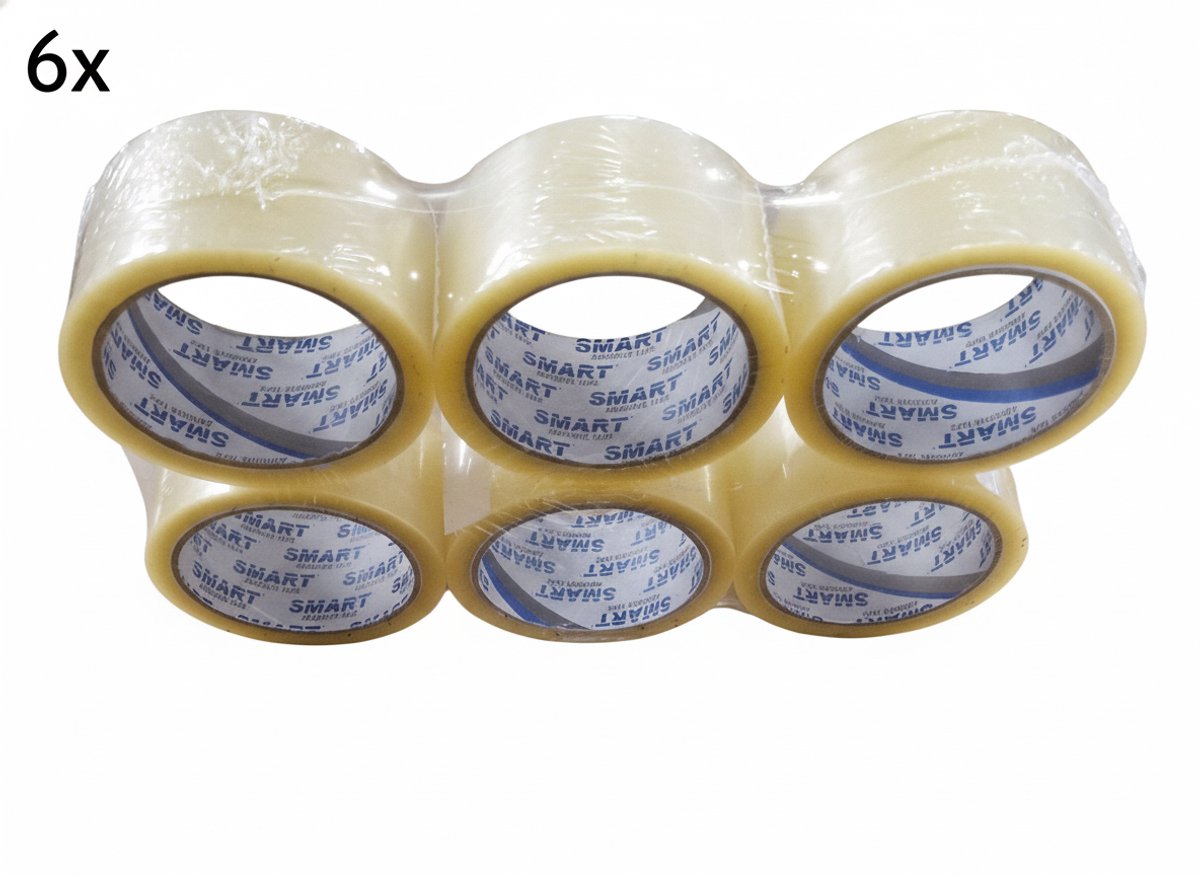 Verpakkingstape - Transparant - 48mm x 66m - 6 rollen per verpakking