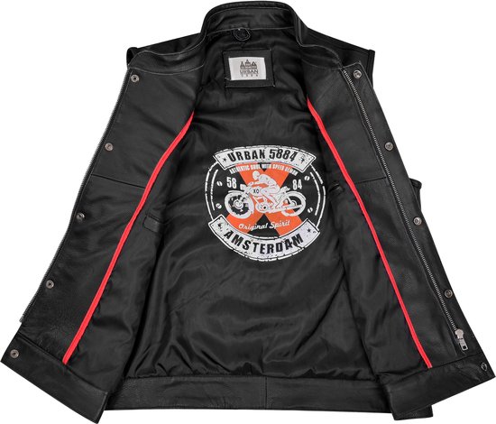 Urban 5884® - Luka - Veste de moto pour homme - Protection amovible - Zwart - Cuir de vache - Taille M