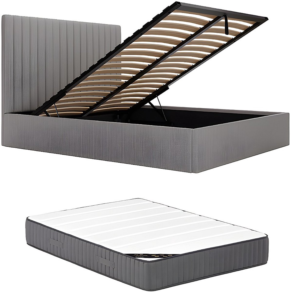 Vente-unique Bed met opbergruimte fluweel grijs 160 x 200 cm