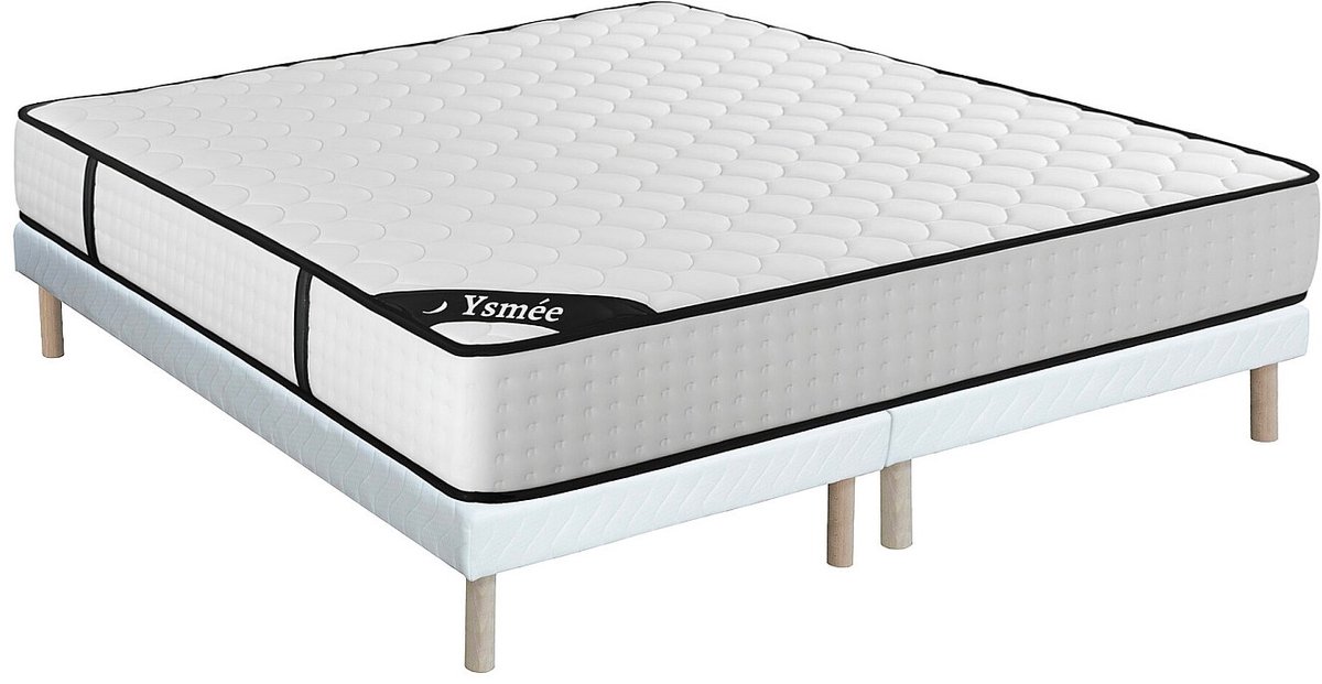 Vente-unique Set 180 x 200 cm gstoffeerde bedbodem + pocketveringmatras met 7 zones en memory foam dikte 22cm - LUREAN van YSMÉE