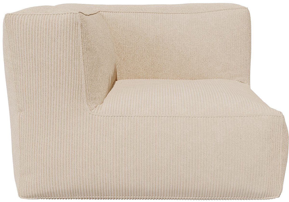 Vente-unique Modulaire zitbank met poef van beige ribfluweel NOUMARA