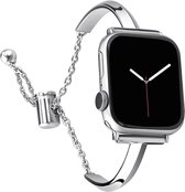 Stravo Sieraden Horlogeband met Kettingsluiting – Geschikt voor Apple Watch 42mm (Series 12/11/10), 41mm (Series 9/8/7), 40mm (Series 6/5/4, SE 3/2/1) – Dunne Metalen Armband – Zilver
