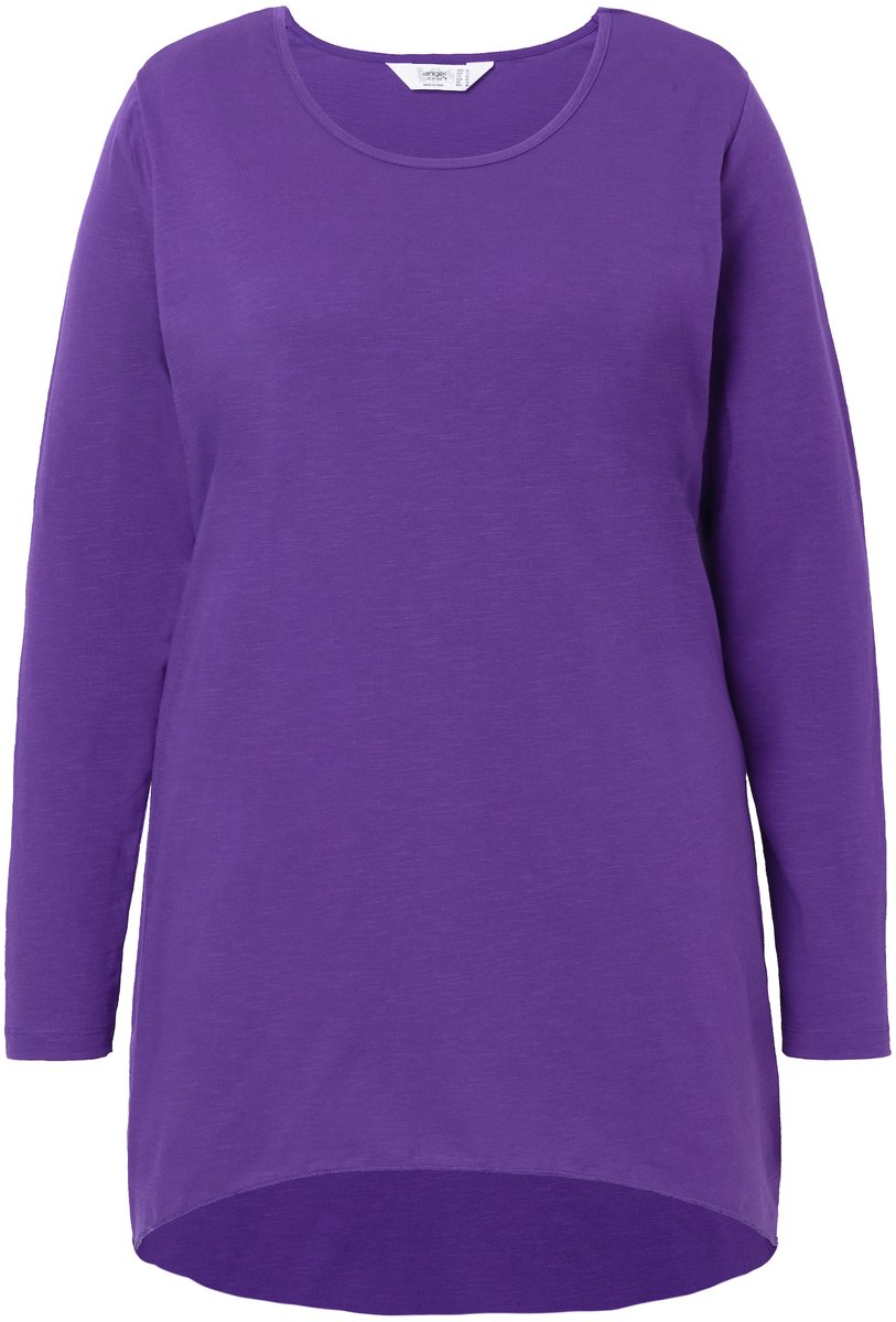 Angel of Style - Dames - longshirt comfortabele pasvorm ronde hals lange mouwen - Klassiek paars - Maat 54
