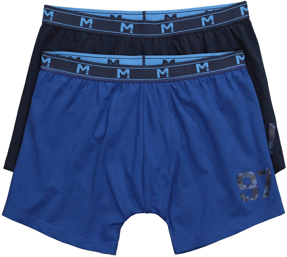 Men Plus - Heren - Midpants FLEXLASTIC® Buikfit 2-pack onderbroek - Donker koningsblauw - Maat 5XL