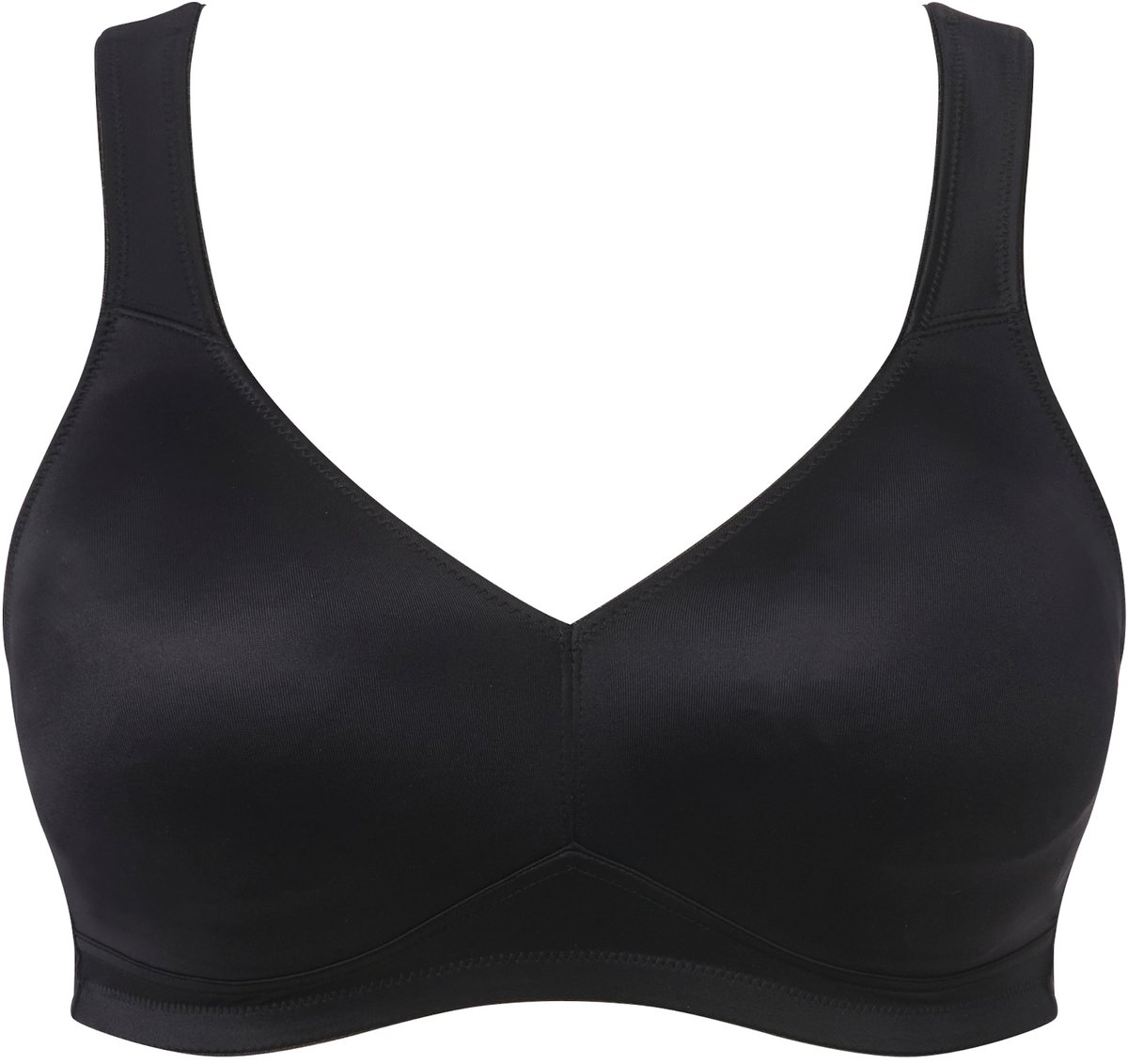 Ulla Popken - Dames - Microvezel-beha voorgevormde cups ademend - Klassiek zwart - Maat 90D