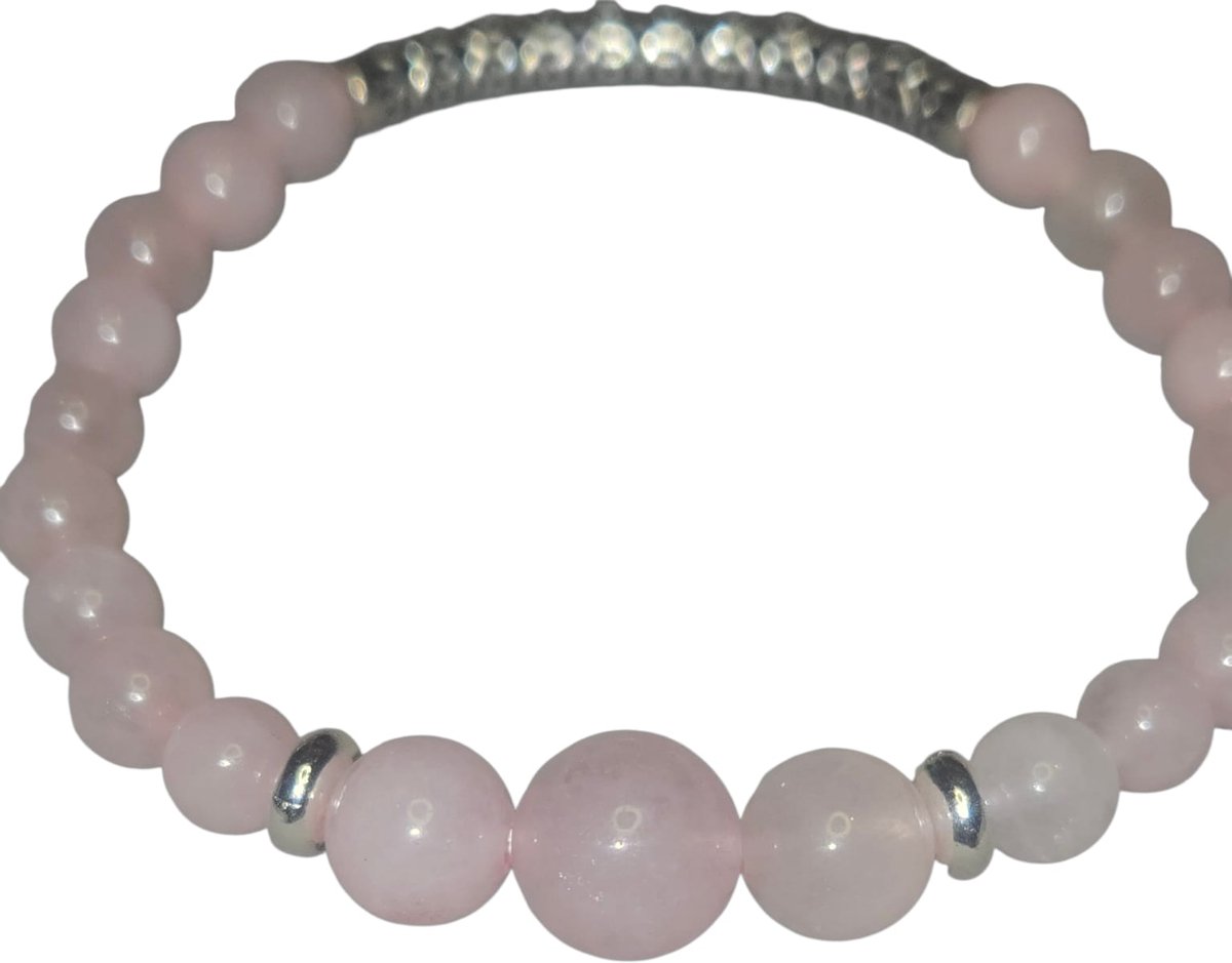 Rozenkwarts armband. (elastisch)